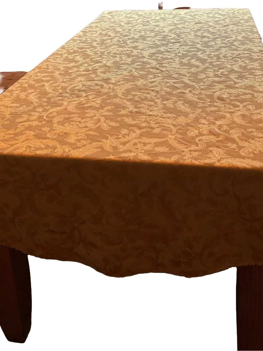 Set of 2 Gold Damask Winter  Holly Tablecloths and 6 chair bows